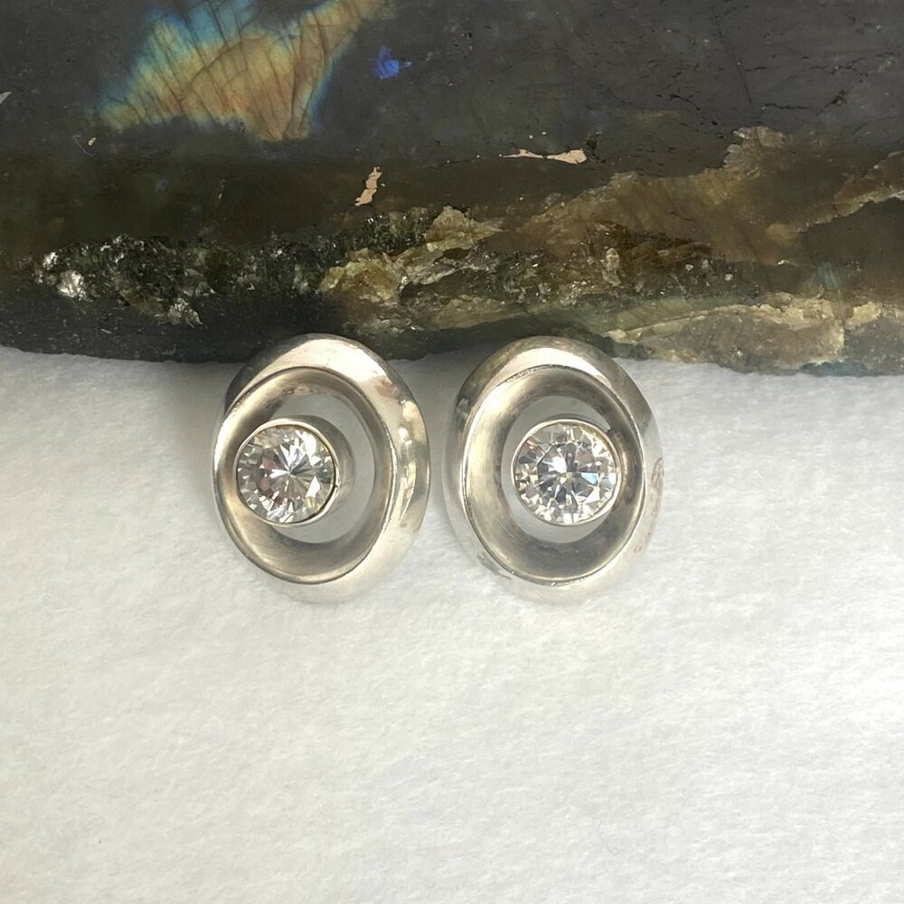 Solid Sterling Silver 925 Heavy Large Oval Cubic … - image 2